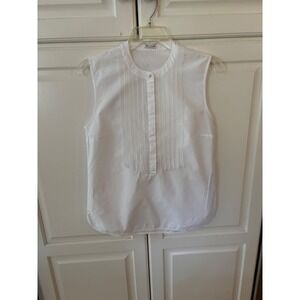 Officine Generale Giulia White Cotton Lace Tuxedo Sleeveless Blouse S19WSHI019 S